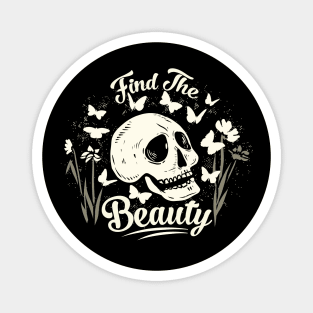 Find the Beauty with Butterflies and Skull Magnet